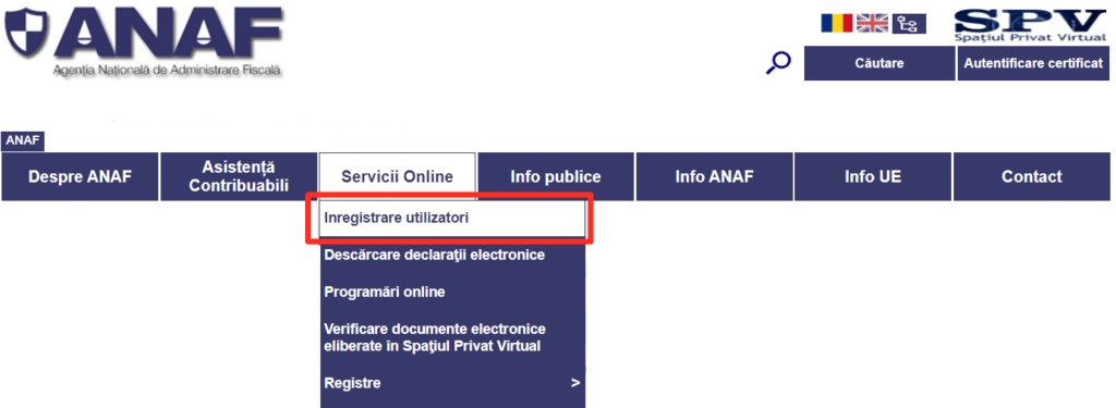 Inregistrare in SPV - Certifican Digital